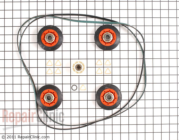 Drum Roller, Belt and Pulley Kit for Whirlpool-Kenmore DOTT dryer