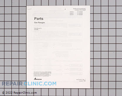 Manual, range parts RA231001E Main Product View