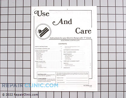 Manual, use & care 8112P092-60 Main Product View