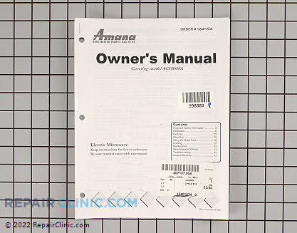 Owner's Manual 12401534 Main Product View