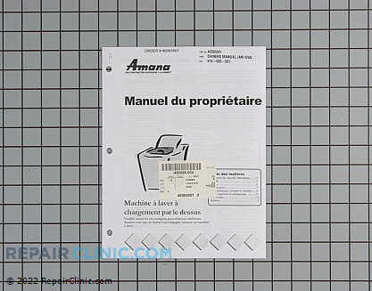 Owner's Manual 40093001 Main Product View