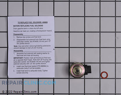 Fuel Shut-Off Solenoid, Briggs & Stratton Genuine OEM  499809