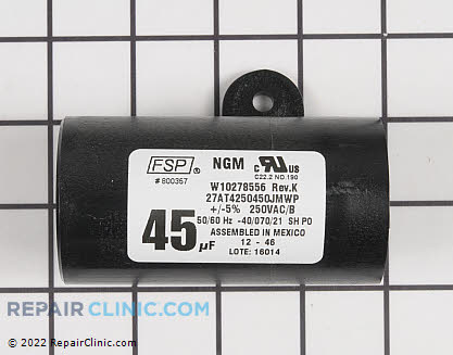 Capacitor W10278556 Main Product View