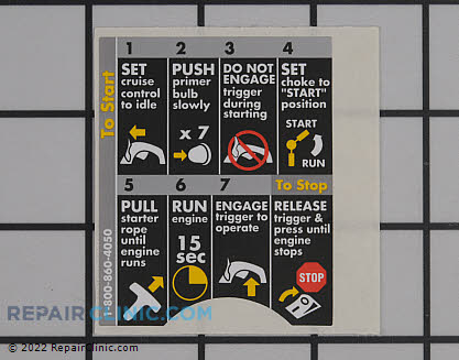 Label,starting instructions (Genuine OEM)  940627004 - $0.75