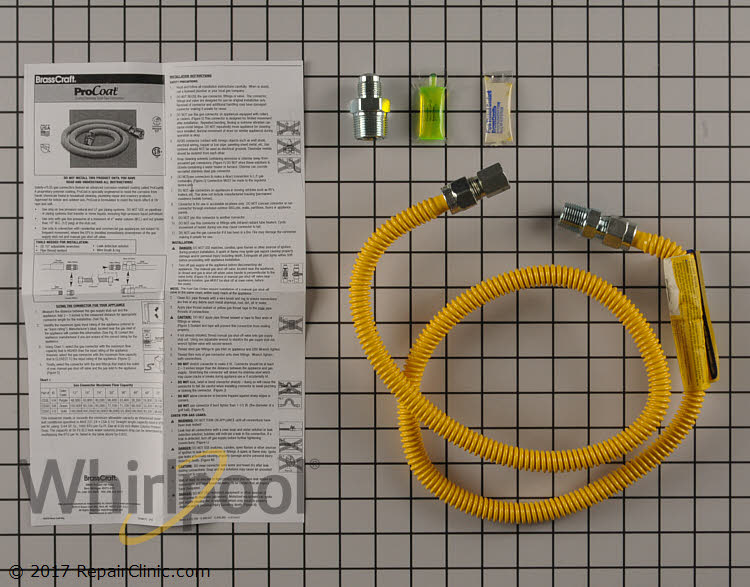 Gas line. 4 foot stainless gas dryer connector- Item Number WX09X10018