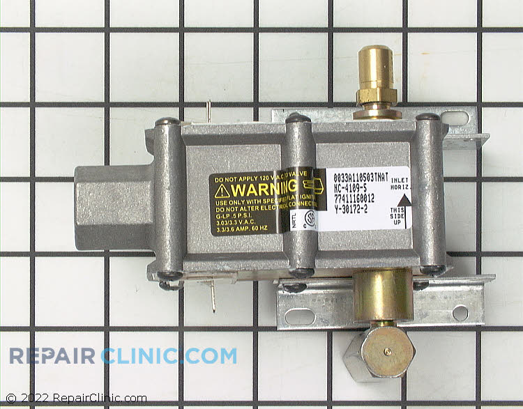 Dual gas safety valve assembly. The gas oven safety valve works with the oven igniter to provide gas to the burner. If the safety valve fails, the oven won’t heat. Since safety valves rarely fail, be sure to check more commonly defective parts before replacing the safety valve.