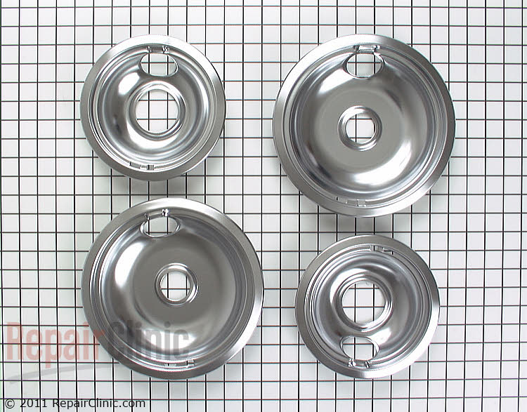Set of four chrome drip pans, 2 small, 2 large  - Item Number W10278125