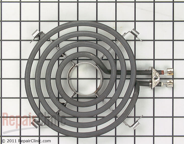 6" Electric surface element, 1500 watt, 4 turn. Use 1/4" high temperature spade terminals to connect range wires to this element.