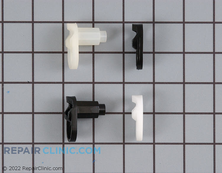 Door closing cam kit, Includes both upper and lower cams. One set in black and one in white.