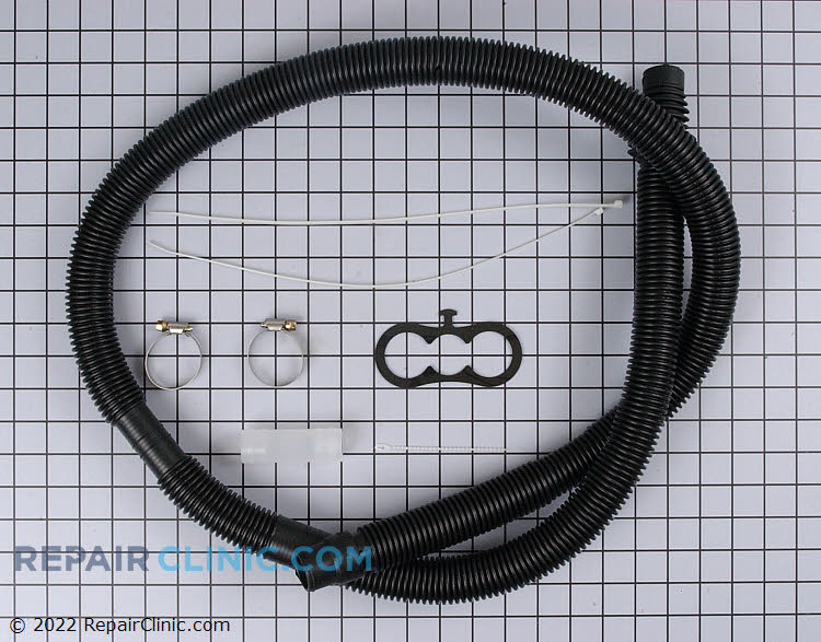 Drain hose extension kit with clamps and connecting hardware, will lengthen drain hose up to 5-1/2 feet