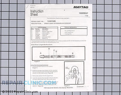 Drain Hose 12001585 Alternate Product View