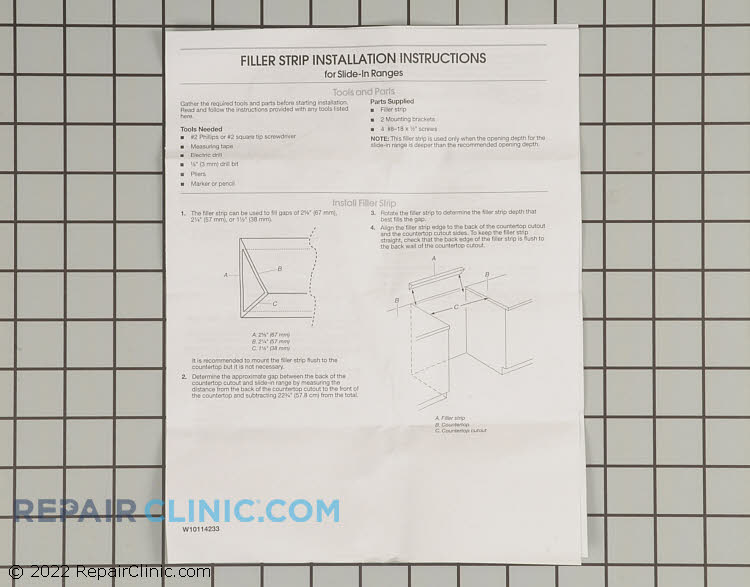 Range/Stove/Oven Top Trim W10113902A Fast Shipping Repair Clinic
