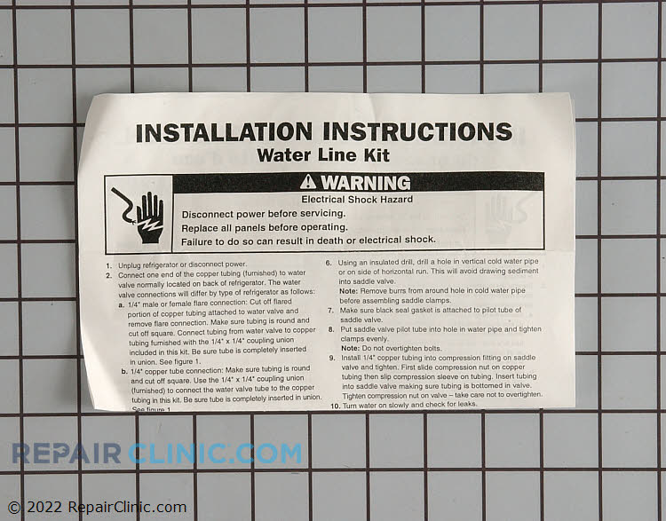 Water Line Installation Kit 8003RP Fast Shipping Repair Clinic
