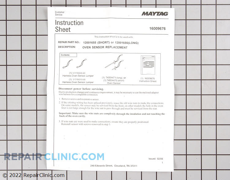 thumbnail image 2 of Genuine OEM Whirlpool Oven Range Temperature Sensor – 12001656 2 of 6