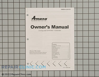 Owner's Manual 12401532 Alternate Product View