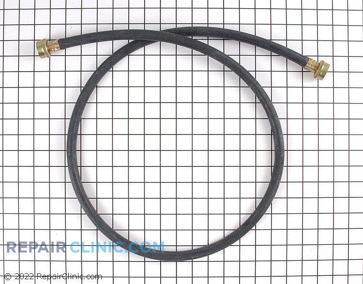 5-foot-long rubber fill hose for washing machines. Used for hot or cold water.