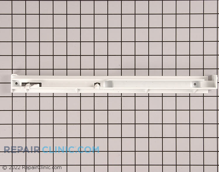 Crisper drawer slide rail 14-7/8" long. LEFT SIDE ONLY. This rail supports the lower crisper drawer and the lower shelf glass. For right side rail see related parts