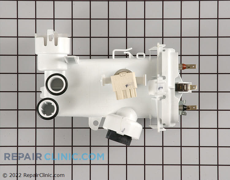 Dishwasher flow-through water heater with turbidity sensor and thermistor
