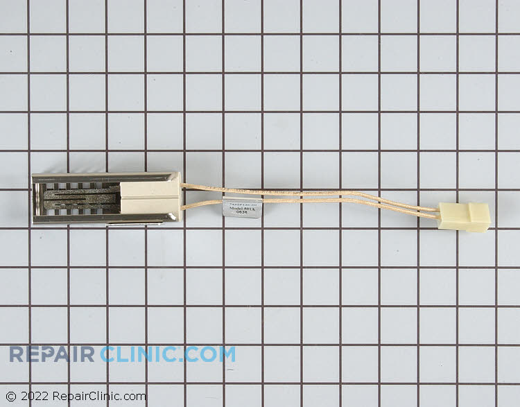 Oven Bake/Broil igniter. Horizontal mount with wire connector. If the oven does not heat check if the igniter is glowing, if so then there is a good chance the igniter is weak and will need replacement.