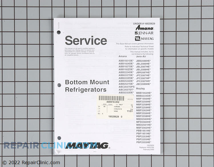 16025629 Repair Manual