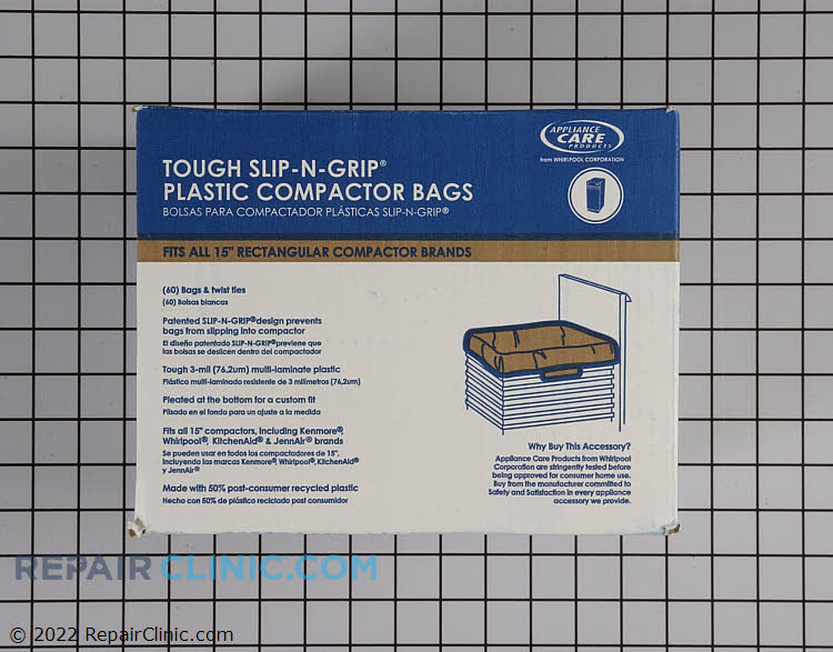 Compactor bags, 15 inch plastic, pack of 60 *Note: Ties are no longer included.