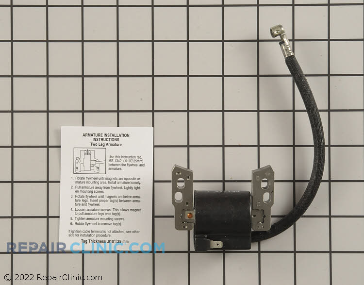 Ignition coil for single cylinder engine, with instruction sheet.