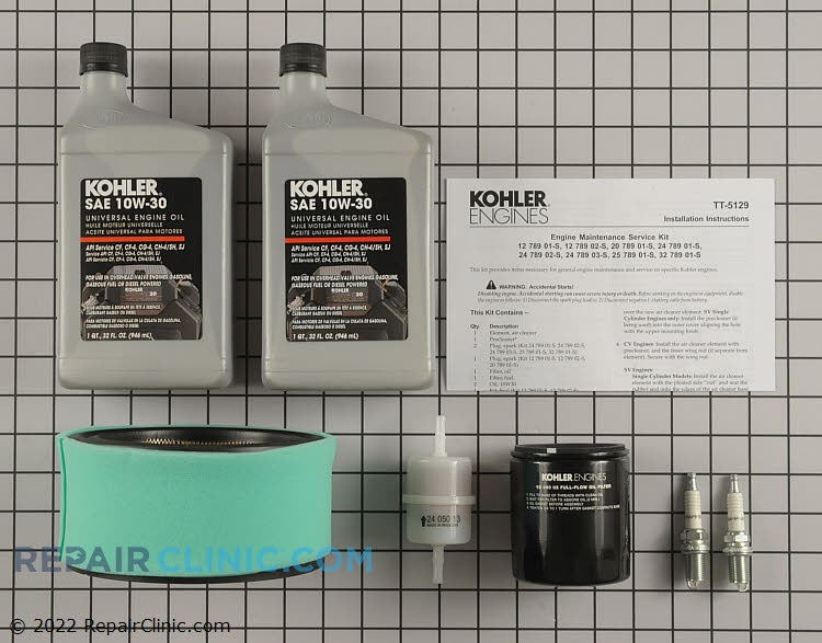 Lawn Mower TuneUp Kit 24 789 03S Kohler TuneUp Kit Repair Clinic