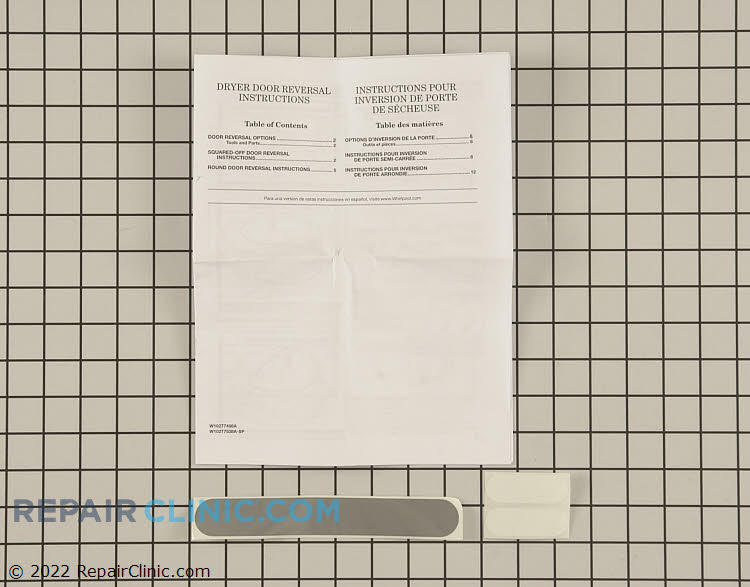 Dryer Door Reversal Kit W10277499 Fast Shipping Repair Clinic