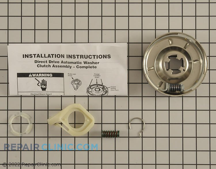 Washing machine clutch assembly with hardware