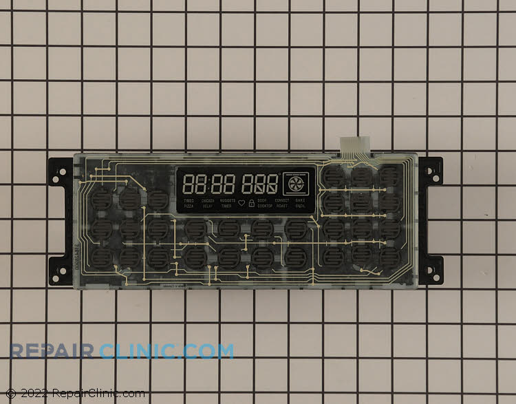 Electronic oven control board. Displays the time of day and controls the oven bake, broil, and self-cleaning functions. Test your oven's heating elements and confirm that the range is receiving power before replacing the control board.