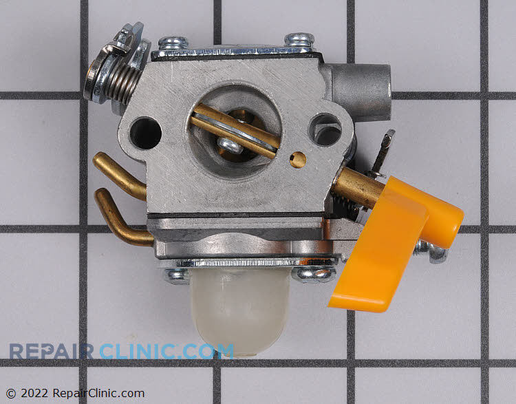 Carburetor for two-cycle engine. If the carburetor is clogged, the engine won't get enough fuel. As a result, the engine may not start or may run rough. The carburetor can often be cleaned or rebuilt, but sometimes it may need to be replaced.