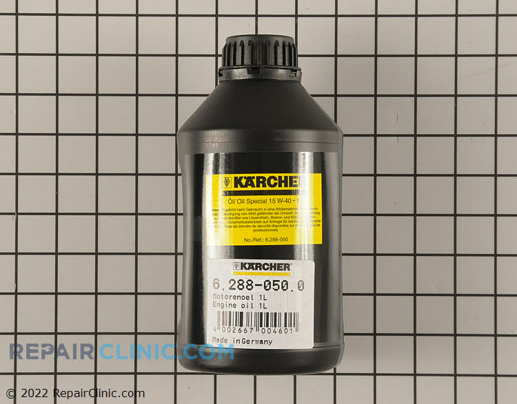 Engine or pump oil, 1 liter 15 w 40. Formulated to exceed factory specifications for Karcher high pressure pumps.