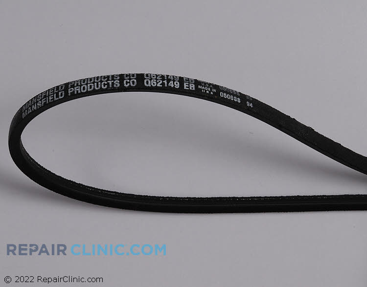Belt length 41 1/2”, width 3/8”, characteristics, small “v”- shaped, drive belt for front load 3 belt washer