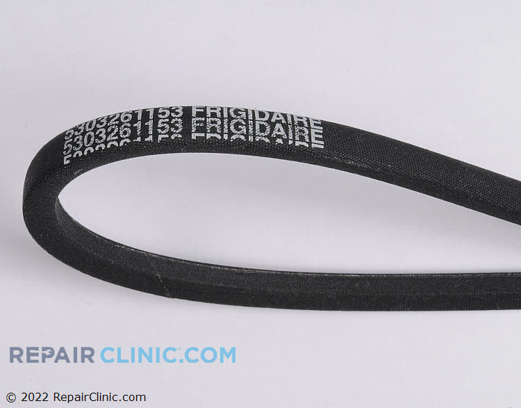Belt length 53 3/8”, width 1/2”, characteristics, medium “v”- shaped, spin belt for front load 3 belt washer