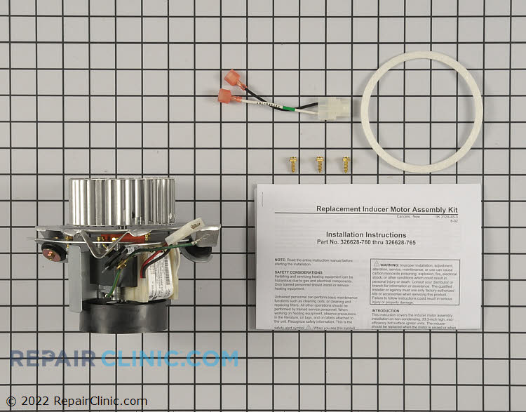 Furnace draft inducer motor kit. The draft inducer motor draws air into the burner and exhausts it out the flue. If the draft inducer motor is defective, the furnace may not heat.