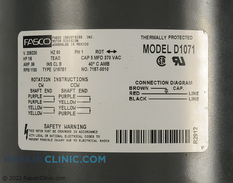 Fan Motor D1071 Alternate Product View