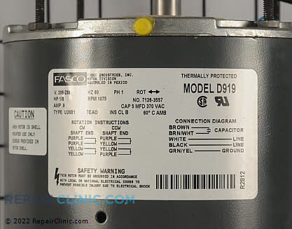 Condenser Fan Motor D919 Alternate Product View