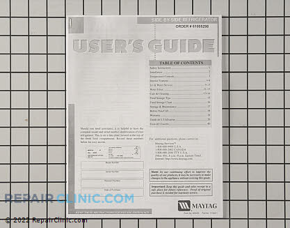 Owner's Manual 61005298 Alternate Product View