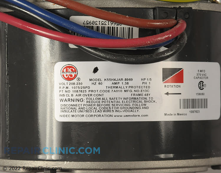 Heat Pump Condenser Fan Motor 1087623 Fast Shipping Repair Clinic