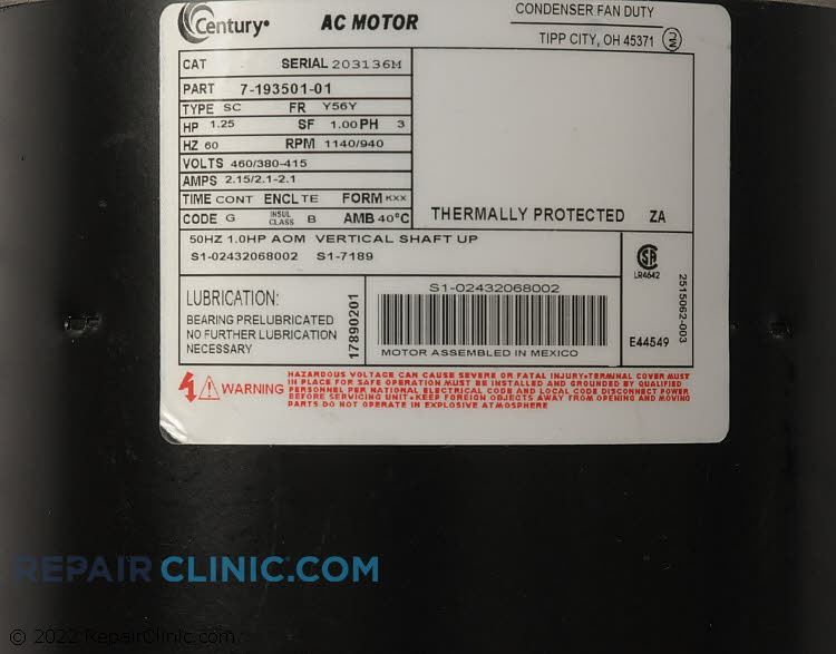 Condenser Fan Motor S1-02432068002 Alternate Product View
