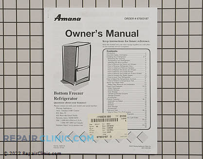 Owner's Manual 67003187 Alternate Product View