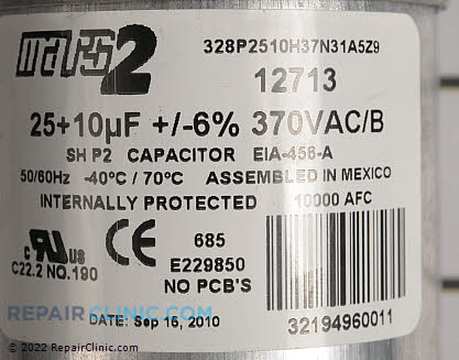 Dual Run Capacitor 12713 Alternate Product View