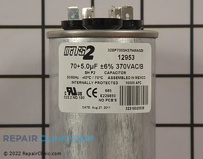 Dual Run Capacitor 70/5-370V ROUND Alternate Product View