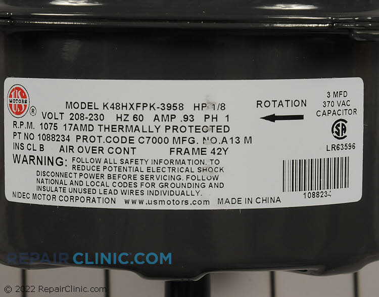 Condenser Fan Motor 1088234 Alternate Product View