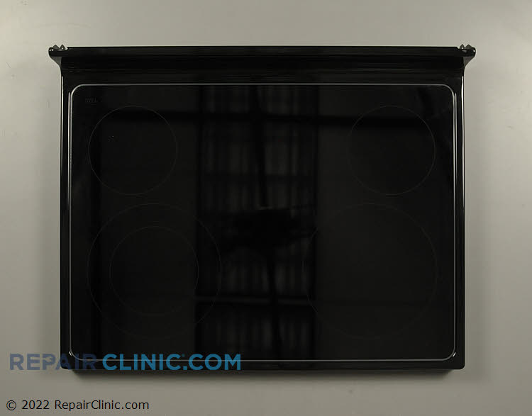 Glass main top, black   **The style of the cooktop is a newer style cooktop where it no longer has the holes for the element bracket to attach the cooktop. This is only available for the newer style cooktops**