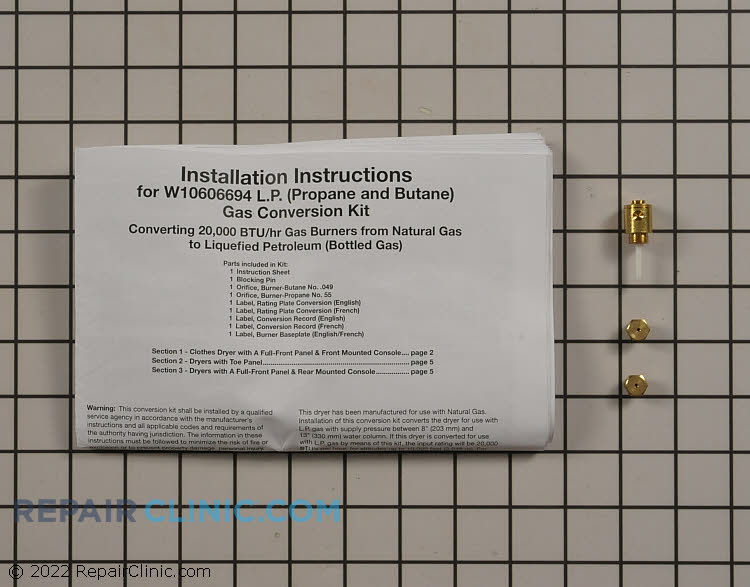 Conversion Kit W10606694a Repairclinic Conversion Kit W10606694a Alternate Product View
