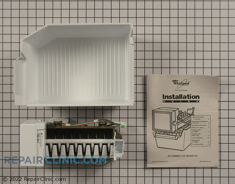 Add-on icemaker kit. Icemaker has 4 wire 8 terminal plug for freezer connection. *For 4 wire flat terminal IM see Recommended Parts.