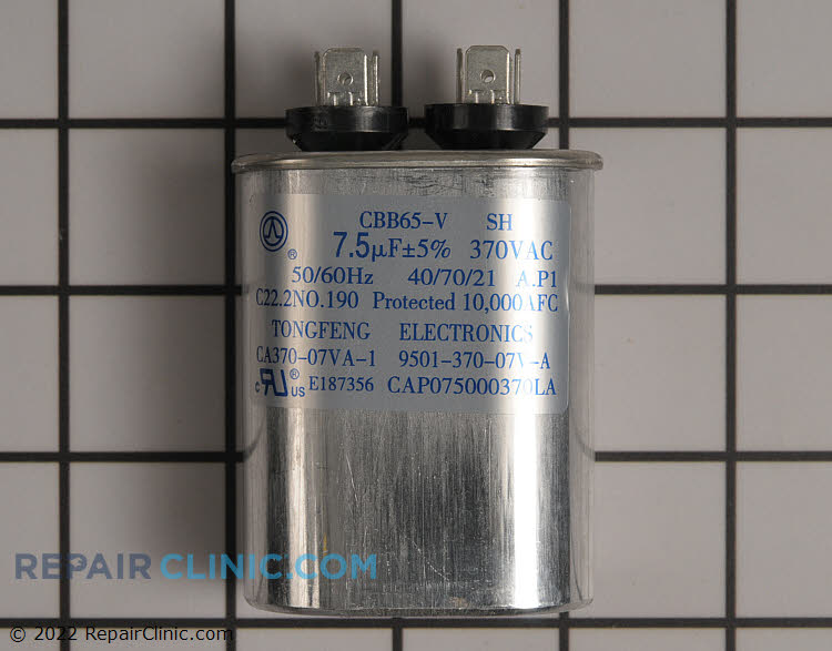 Run capacitor single oval 370V 7.5uF