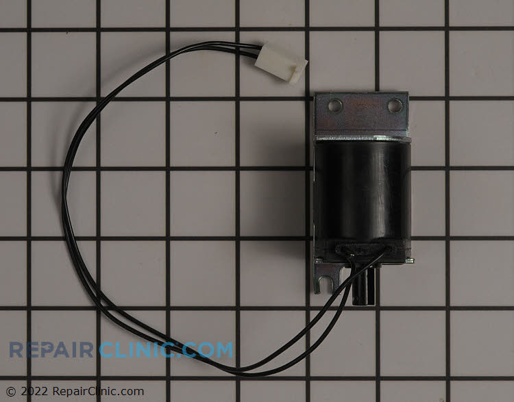 Refrigerator solenoid assembly for dispenser door. If the dispenser door does not close properly frost will start to form in the dispenser area.