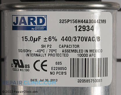 Run Capacitor CAP150000440VCS Alternate Product View